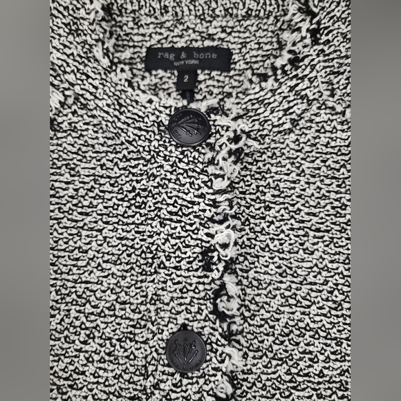 Rag & Bone Tweed Cotton Knit Button-Up Jacket, Womens 2 - Picture 9 of 11